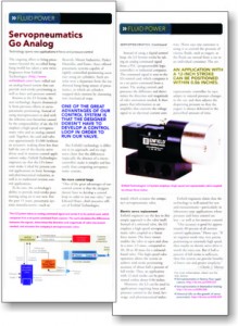 Servopneumatics Go Analog, Enfield Technologies Design News Article 